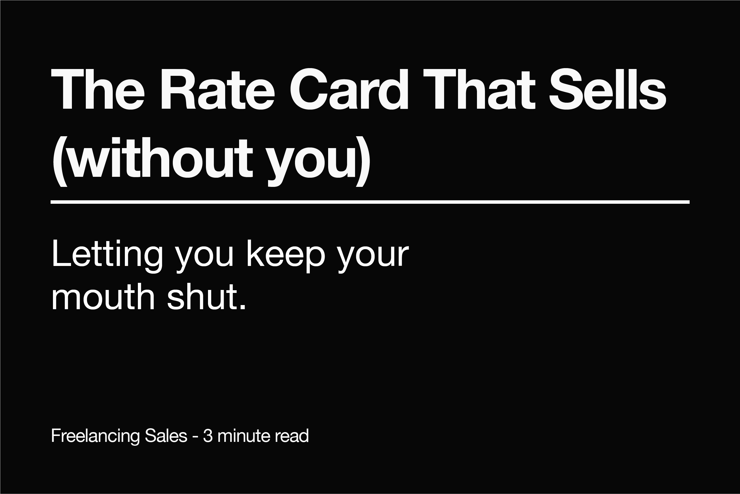 How to Build a Freelance Rate Card