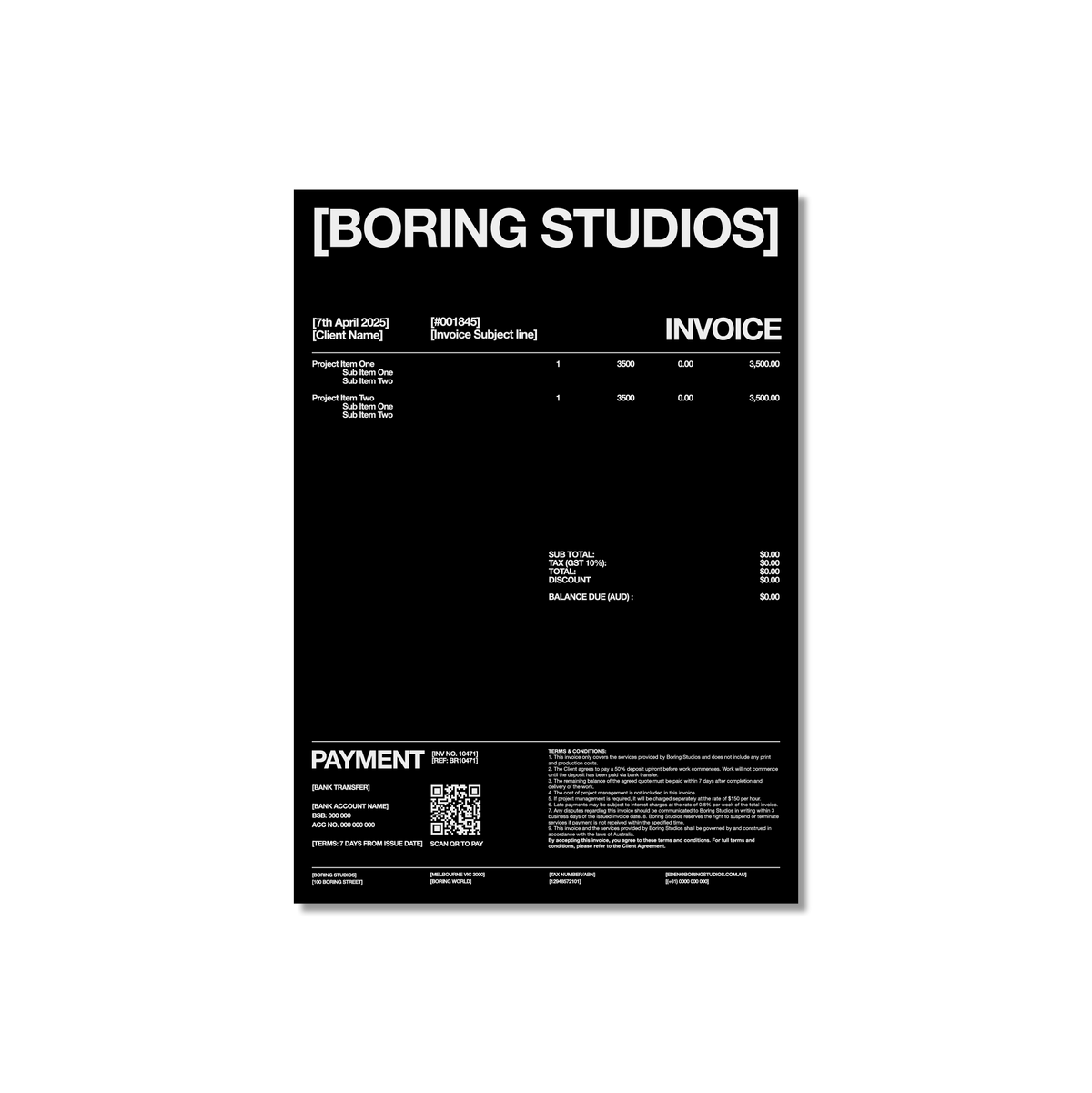 Mastercard Invoice Invoice Template | Client Invoicing | Boring Studios