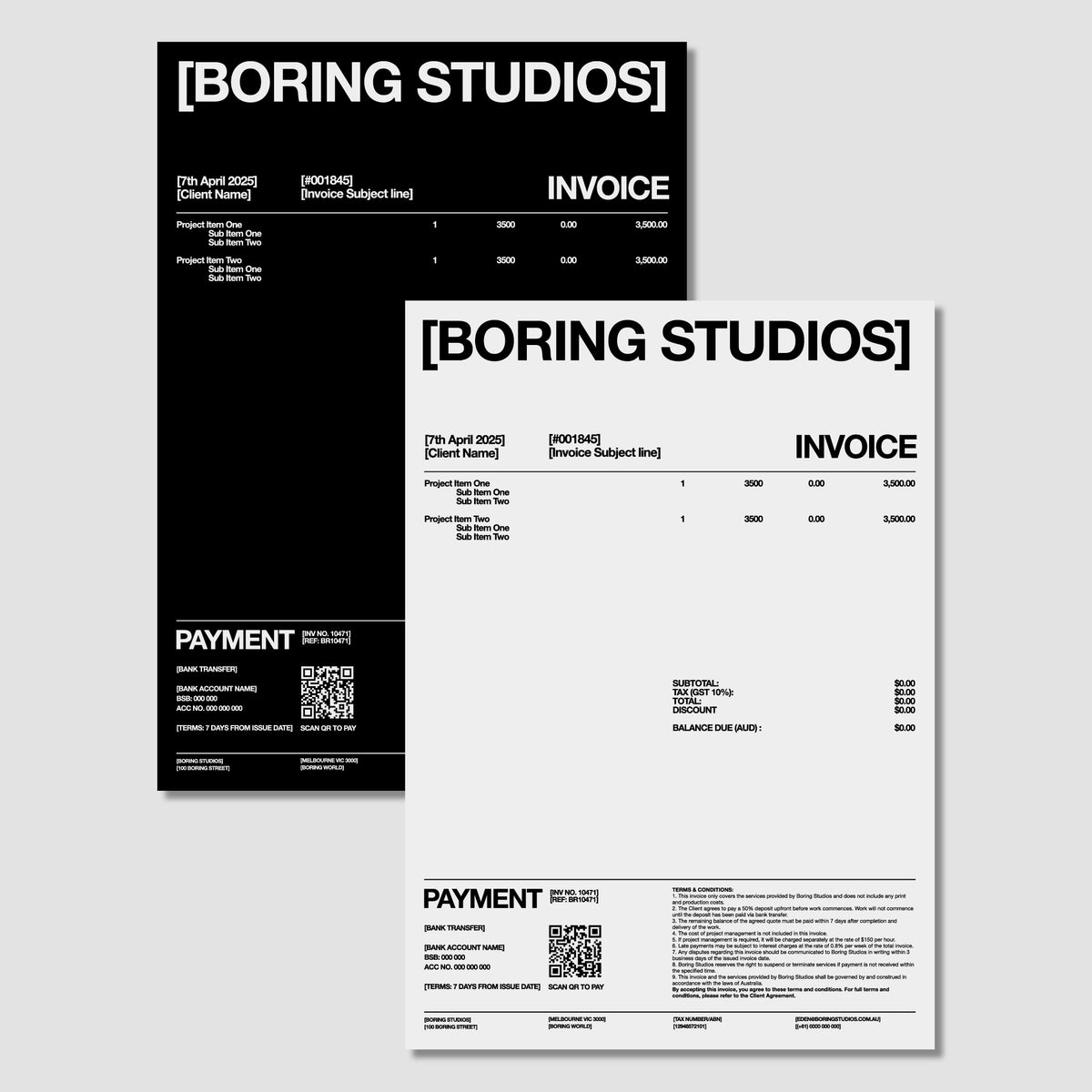 Mastercard Invoice Invoice Template | Client Invoicing | Boring Studios