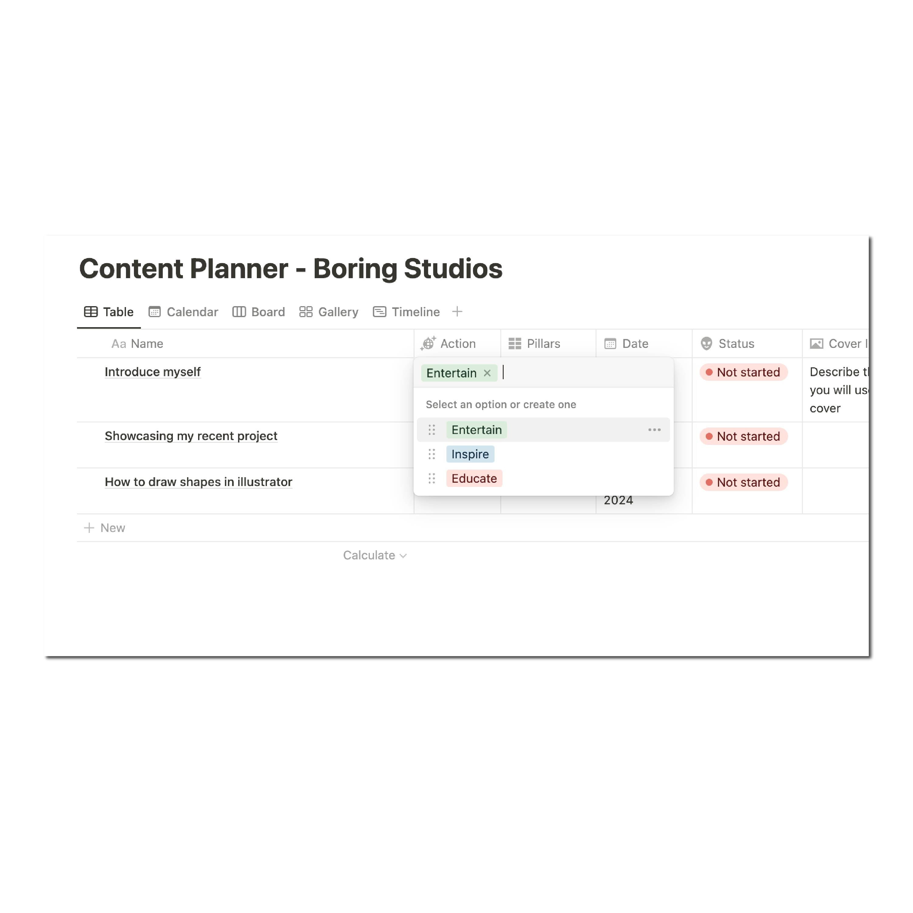 Notion Content Planner Template