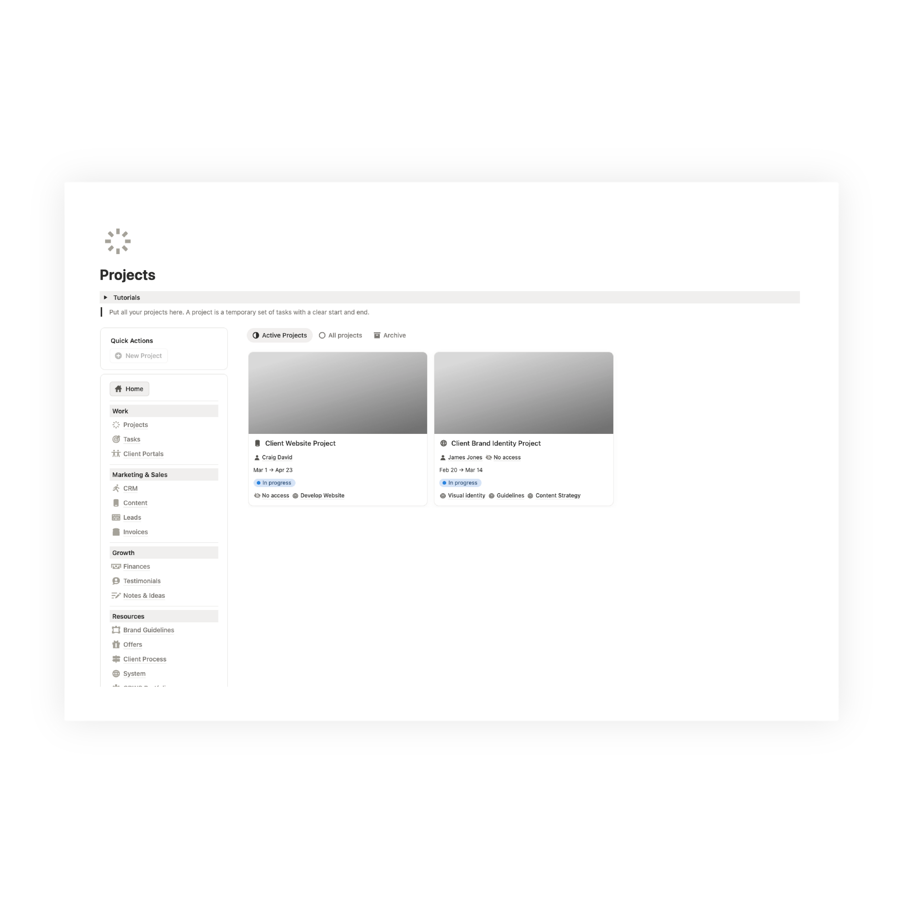 Workspace | Creative Business Operating System CBOS | Notion