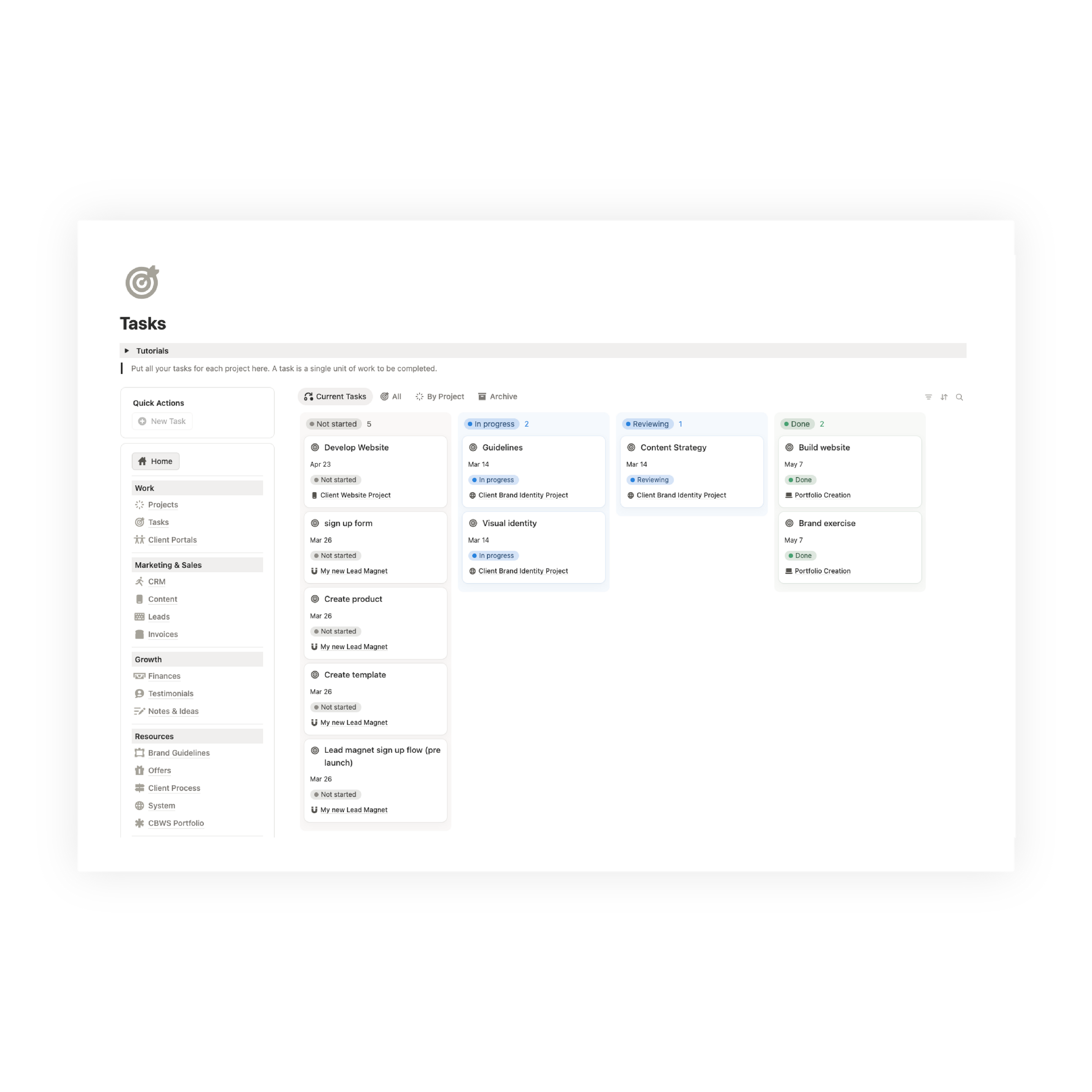 Workspace | Creative Business Operating System CBOS | Notion