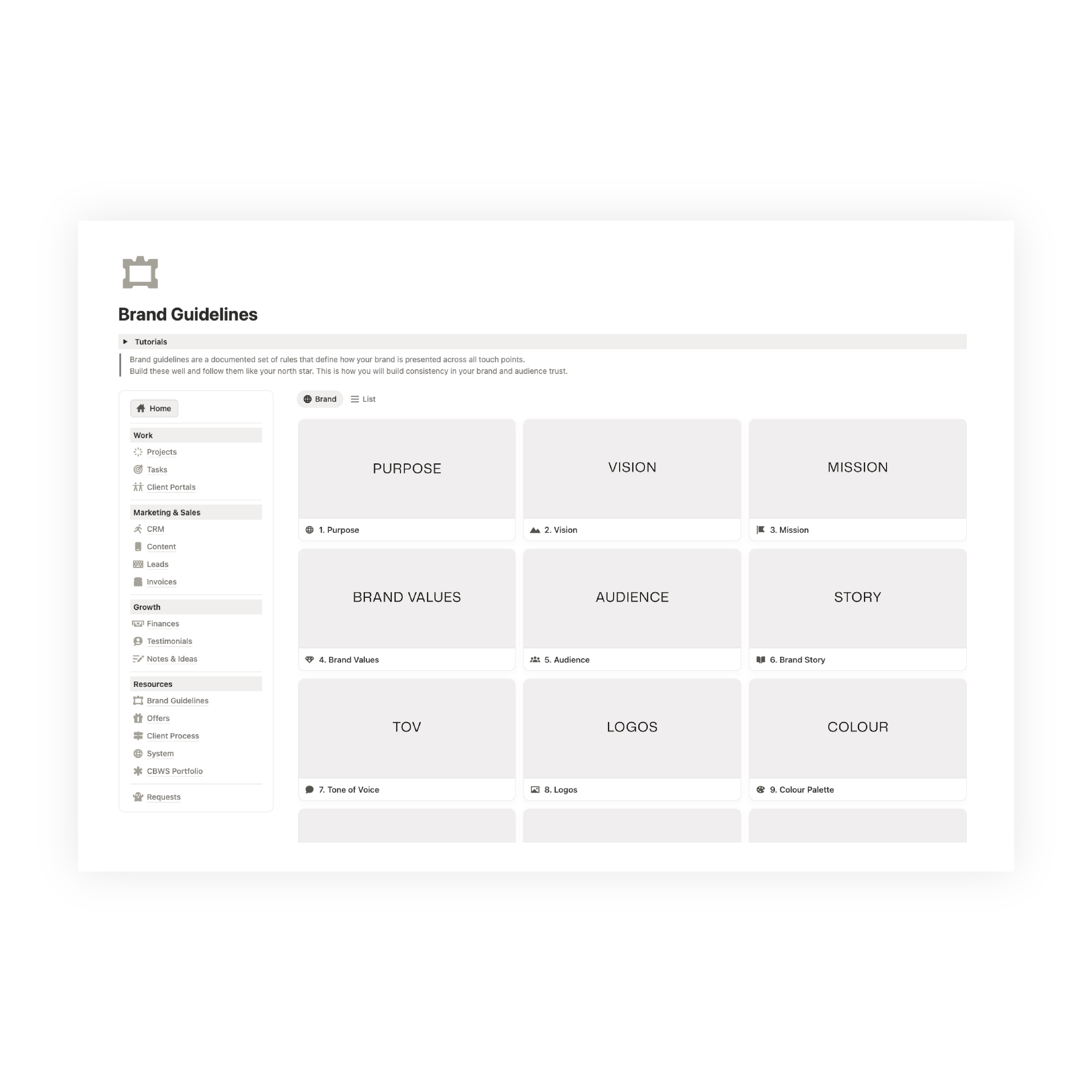 Workspace | Creative Business Operating System CBOS | Notion